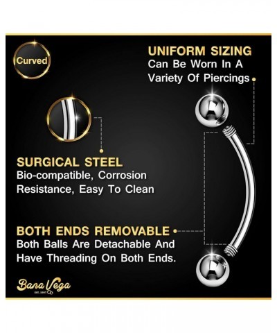 Surgical Steel Curved Barbell Ring 16g 5/16 8mm 3mm Ferido Ball Helix Earring Eyebrow Piercing Jewelry Choose Colors and Size...