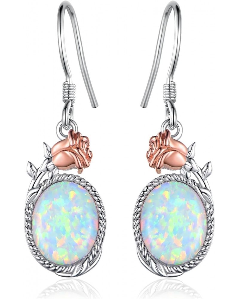 Rose Opal Earrings 925 Sterling Silver Rose Dangle Earrings for Women Rose Jewelry Gifts for Women Girls $23.04 Earrings