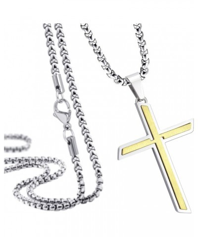 Stainless Steel Cross Necklace Pendant for Men and Women 16-26" Box Chain Silver & Gold 20.0 Inches $14.49 Necklaces