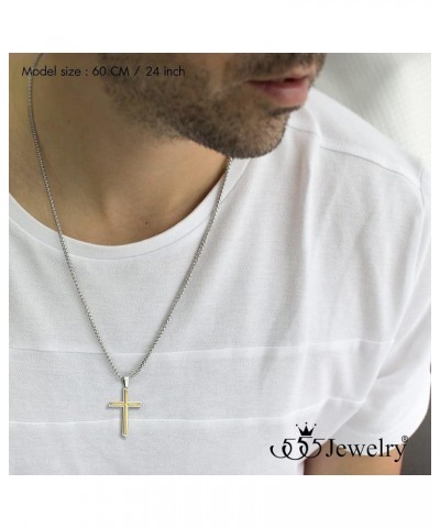 Stainless Steel Cross Necklace Pendant for Men and Women 16-26" Box Chain Silver & Gold 20.0 Inches $14.49 Necklaces