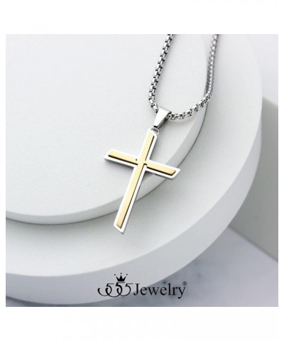 Stainless Steel Cross Necklace Pendant for Men and Women 16-26" Box Chain Silver & Gold 20.0 Inches $14.49 Necklaces