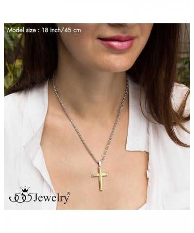 Stainless Steel Cross Necklace Pendant for Men and Women 16-26" Box Chain Silver & Gold 20.0 Inches $14.49 Necklaces