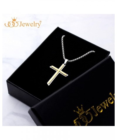 Stainless Steel Cross Necklace Pendant for Men and Women 16-26" Box Chain Silver & Gold 20.0 Inches $14.49 Necklaces