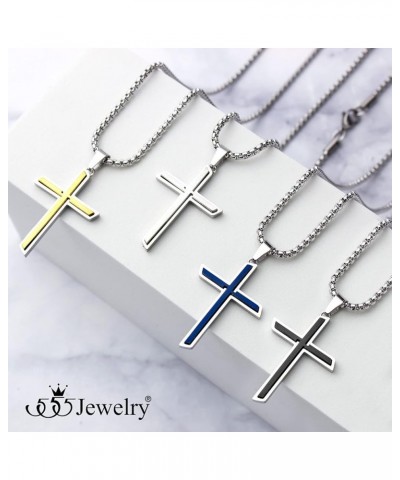 Stainless Steel Cross Necklace Pendant for Men and Women 16-26" Box Chain Silver & Gold 20.0 Inches $14.49 Necklaces