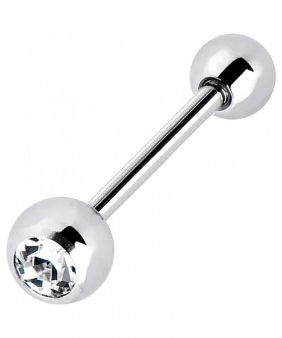 Steel Crystal Cz Gem Tongue Ring Barbell Body Piecing 10G BC-Sapphire $7.79 Body Jewelry