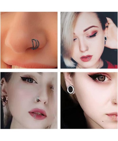 Nose Rings Lip Septum Clicker : Triple/Double Open Stack Conch Daith Piercing Jewelry Cartilage Earring Hoop Surgical Steel C...