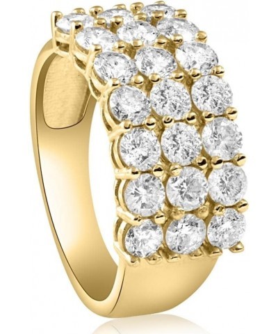 3 Ct Diamond Three Row Women's Wedding Anniversary Ring in White or Yellow Gold White Gold $466.55 Rings