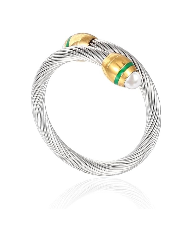 Cable Ring, a Cuff Pearl Ring Designed to Fit Finger Circumference Between 70mm-90mm B-GOLD $10.63 Rings