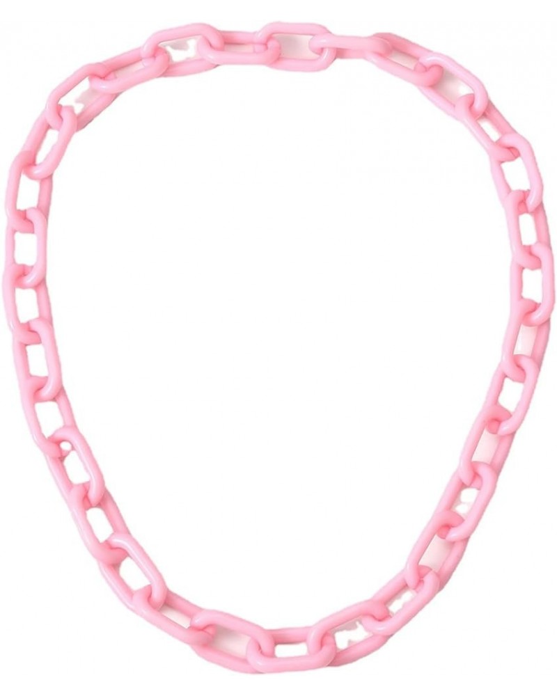 Punk Acrylic Paperclip Link Chain Choker Necklace Chunky Oval Chain Collar Necklace for Women Men pink $6.57 Necklaces