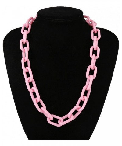 Punk Acrylic Paperclip Link Chain Choker Necklace Chunky Oval Chain Collar Necklace for Women Men pink $6.57 Necklaces