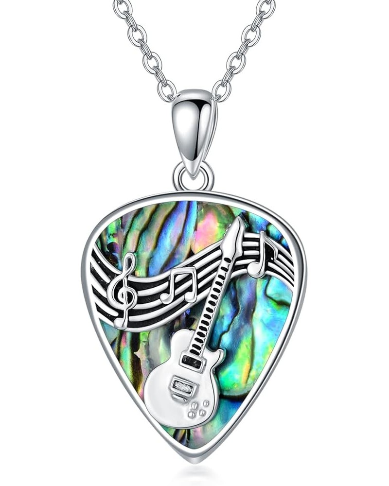 Guitar Pick Necklace Sterling Silver Guitar Plectrum Pendant Necklaces Jewelry Musical Guitarist Gifts for Women Men Guitar P...