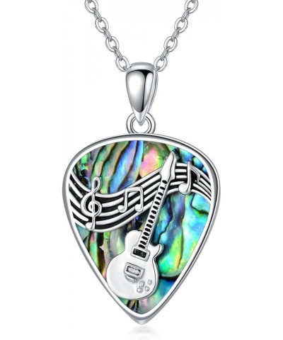 Guitar Pick Necklace Sterling Silver Guitar Plectrum Pendant Necklaces Jewelry Musical Guitarist Gifts for Women Men Guitar P...