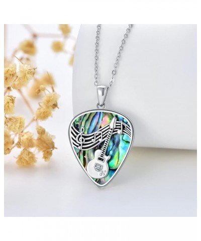 Guitar Pick Necklace Sterling Silver Guitar Plectrum Pendant Necklaces Jewelry Musical Guitarist Gifts for Women Men Guitar P...