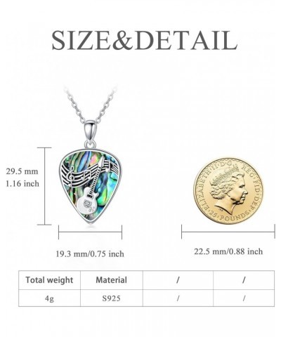 Guitar Pick Necklace Sterling Silver Guitar Plectrum Pendant Necklaces Jewelry Musical Guitarist Gifts for Women Men Guitar P...