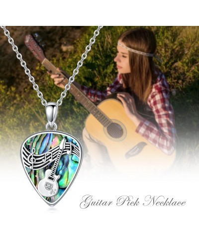 Guitar Pick Necklace Sterling Silver Guitar Plectrum Pendant Necklaces Jewelry Musical Guitarist Gifts for Women Men Guitar P...