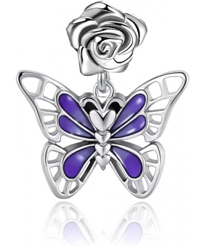 Purple Butterfly Charm for Bracelets Blue Dangle Charms Birthday Mothers Valentines Day Jewelry Gifts for Women & Girls Purpl...