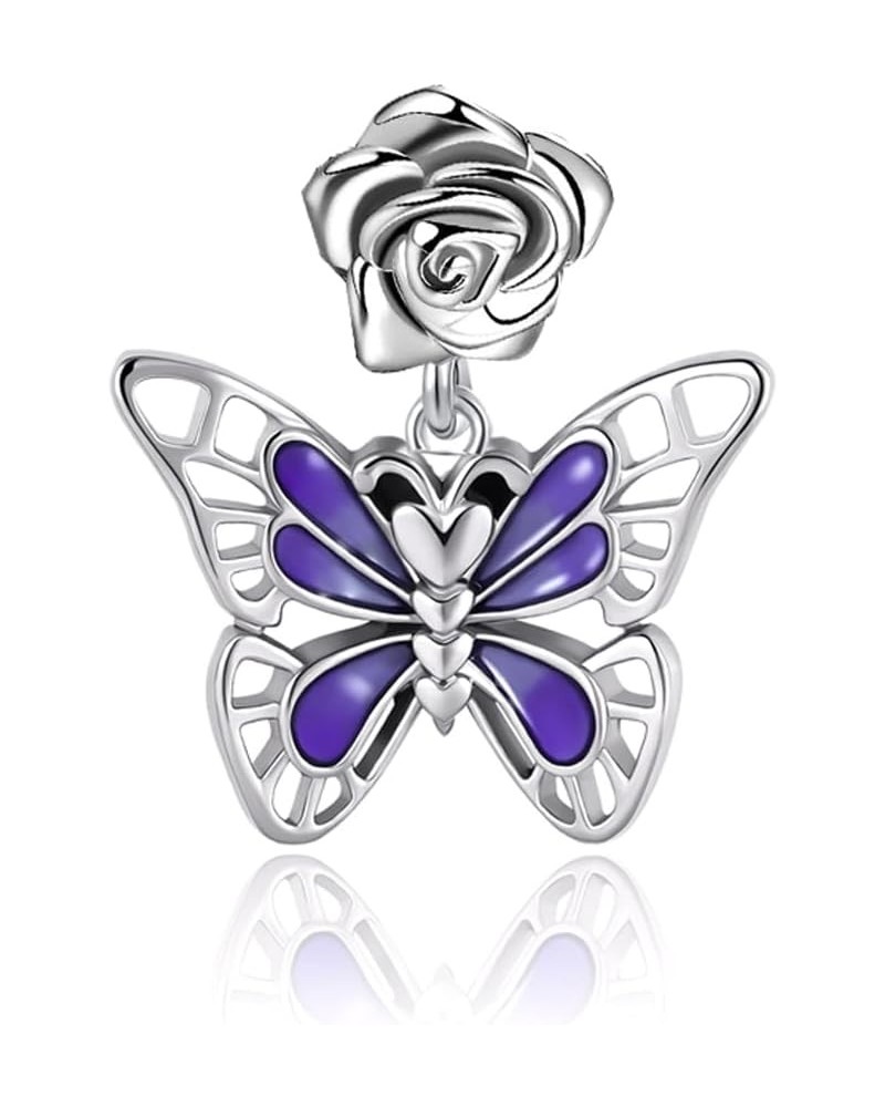 Purple Butterfly Charm for Bracelets Blue Dangle Charms Birthday Mothers Valentines Day Jewelry Gifts for Women & Girls Purpl...