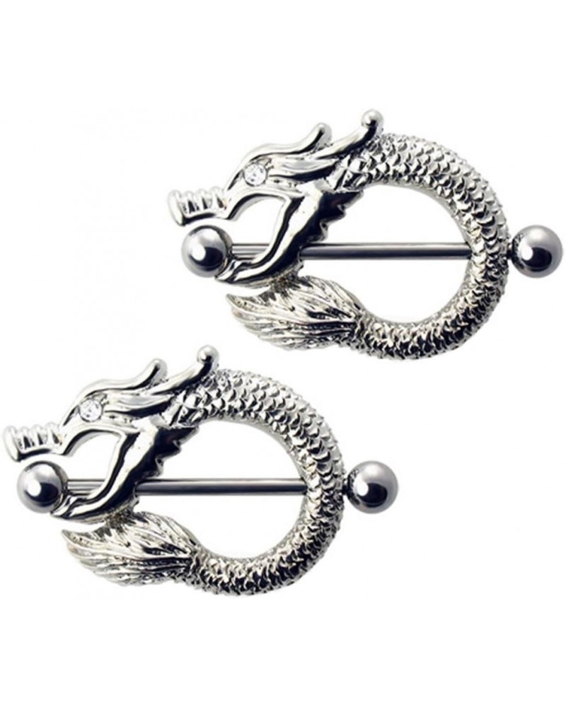 Pair of Clear cz Gothic Dragon Nipple Shield Rings - 14g $10.40 Body Jewelry