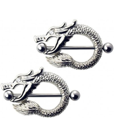 Pair of Clear cz Gothic Dragon Nipple Shield Rings - 14g $10.40 Body Jewelry