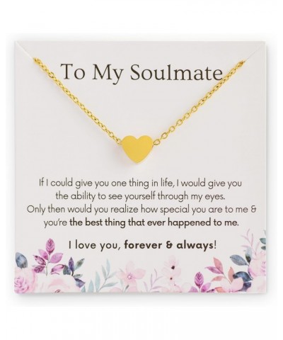 To My Soulmate Necklace, Romantic Gift for Her Wife Girlfriend Card 4 Gold Heart $7.53 Necklaces