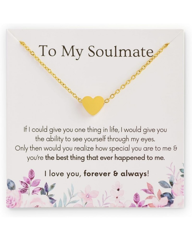 To My Soulmate Necklace, Romantic Gift for Her Wife Girlfriend Card 4 Gold Heart $7.53 Necklaces