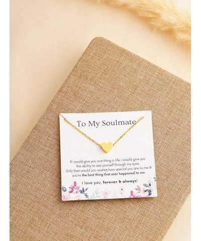 To My Soulmate Necklace, Romantic Gift for Her Wife Girlfriend Card 4 Gold Heart $7.53 Necklaces