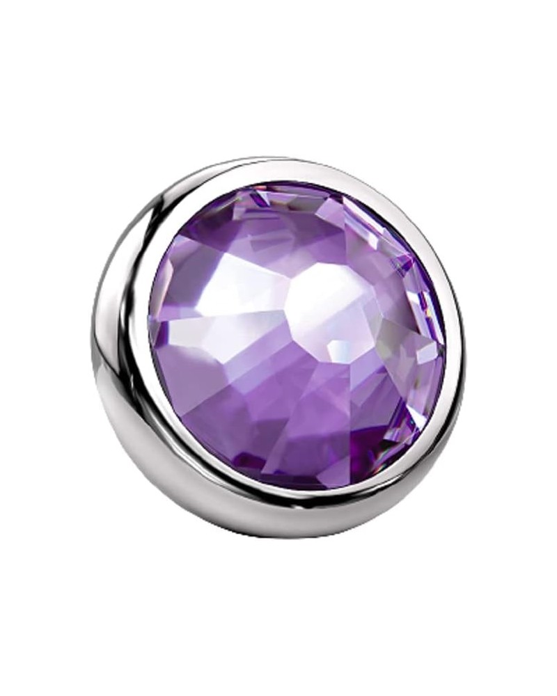 14GA G23 Implant Grade Titanium Bezel Set CZ Crystal Internally Threaded Dermal Anchor Top Purple $8.52 Body Jewelry