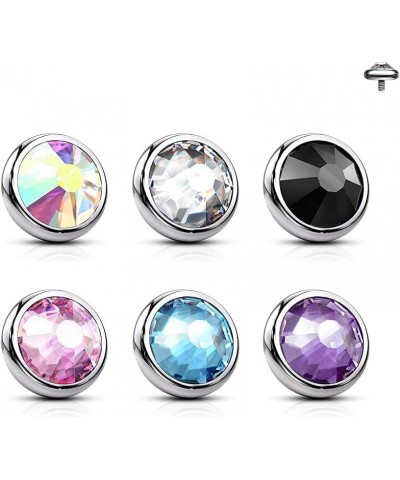 14GA G23 Implant Grade Titanium Bezel Set CZ Crystal Internally Threaded Dermal Anchor Top Purple $8.52 Body Jewelry