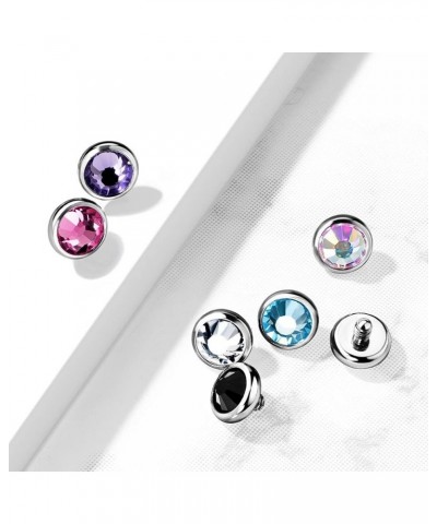 14GA G23 Implant Grade Titanium Bezel Set CZ Crystal Internally Threaded Dermal Anchor Top Purple $8.52 Body Jewelry