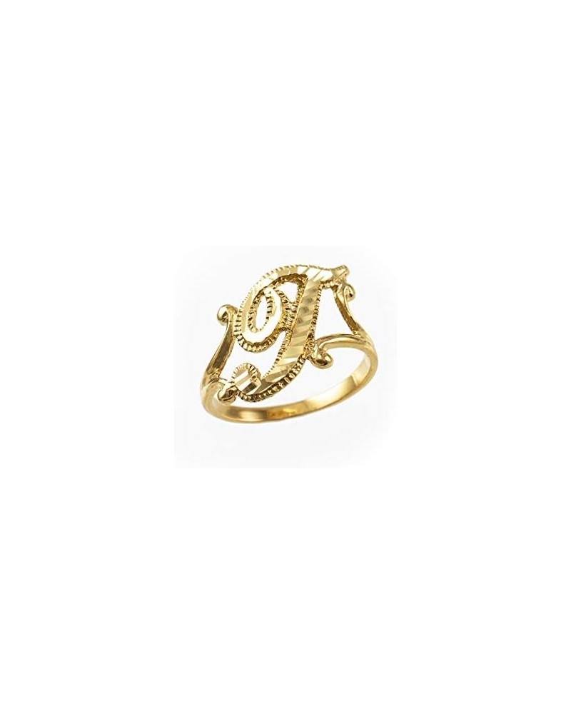 Sparkle-Cut Letter Initial Script Ring In 14K Yellow Gold T $79.95 Rings