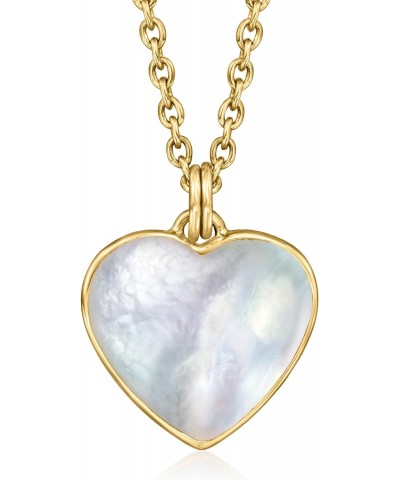 Mother-Of-Pearl Heart Pendant Necklace in 18kt Gold Over Sterling. 18 inches $37.00 Necklaces