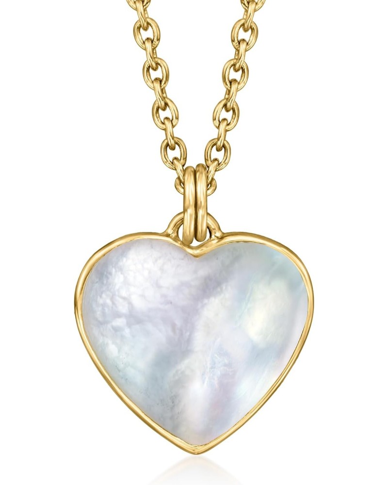 Mother-Of-Pearl Heart Pendant Necklace in 18kt Gold Over Sterling. 18 inches $37.00 Necklaces