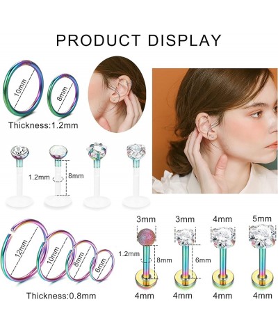 27Pcs 16G Cartilage Earrings Stud Hoop for Women Stainless Steel Forward Helix Piercing Tragus Earrings Conch Piercing Jewelr...