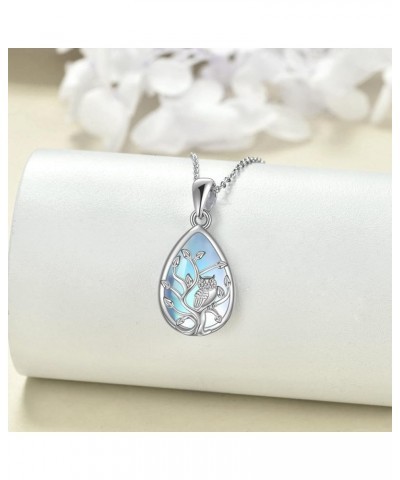 Sterling Silver Owl Tree of Life Necklace Owl Pendant Jewelry Gifts for Women Moonstone $16.10 Necklaces