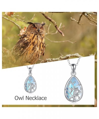 Sterling Silver Owl Tree of Life Necklace Owl Pendant Jewelry Gifts for Women Moonstone $16.10 Necklaces