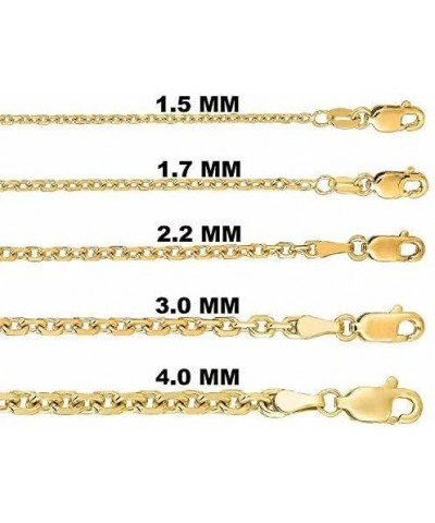 14K SOLID Yellow 1.5mm,1.9mm,2.2mm Or 3.0mm Shiny Diamond Cut Forsantina Cable Chain Necklace for Pendants and Charms with Lo...