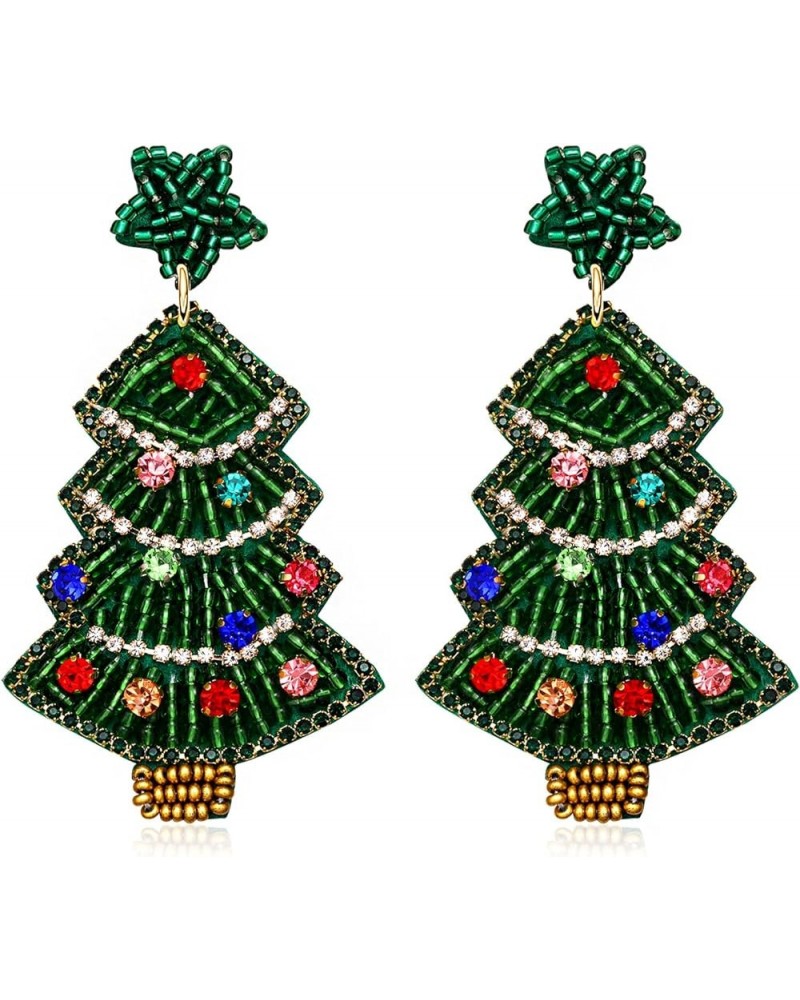 Christmas Earrings Beaded Xmas Tree Dangle Earring for Women Handmade Bead Holiday Ugly Sweater Hat Gloves Drop Earrings Fest...