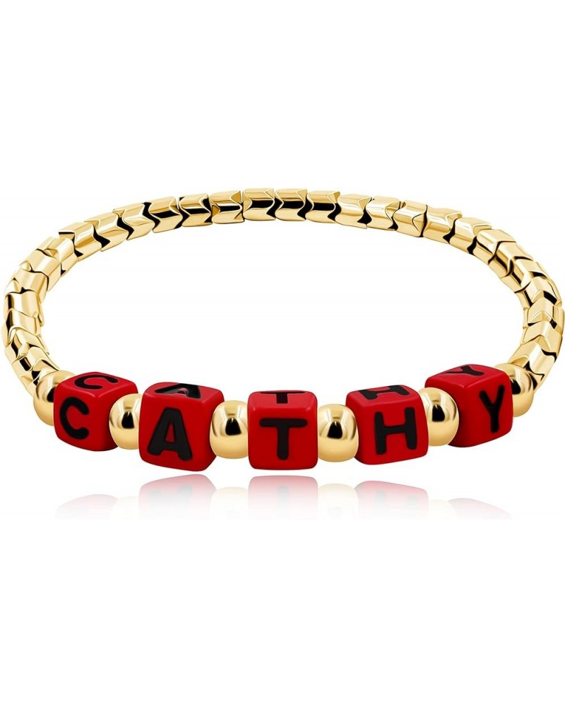 Personalized Custom Name Initial Letters Hematite Beads Bracelets for Women Men Best Friend Y1533 Gold, Red Letter $8.31 Brac...