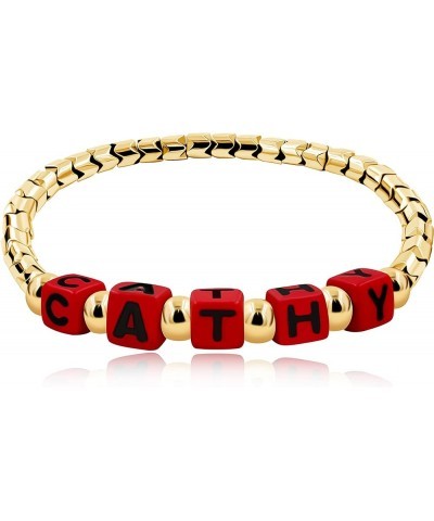 Personalized Custom Name Initial Letters Hematite Beads Bracelets for Women Men Best Friend Y1533 Gold, Red Letter $8.31 Brac...