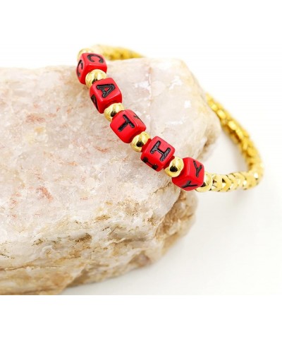 Personalized Custom Name Initial Letters Hematite Beads Bracelets for Women Men Best Friend Y1533 Gold, Red Letter $8.31 Brac...