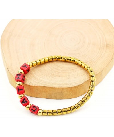 Personalized Custom Name Initial Letters Hematite Beads Bracelets for Women Men Best Friend Y1533 Gold, Red Letter $8.31 Brac...