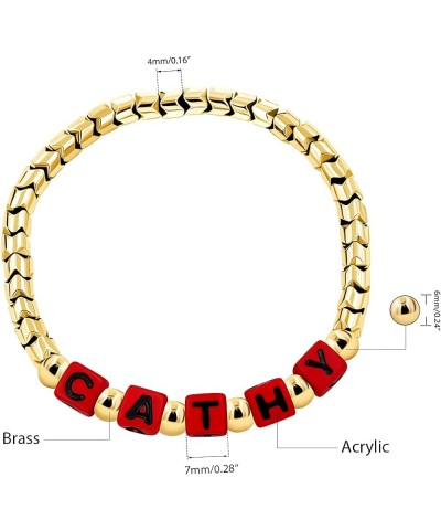 Personalized Custom Name Initial Letters Hematite Beads Bracelets for Women Men Best Friend Y1533 Gold, Red Letter $8.31 Brac...