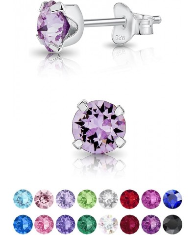 925 Sterling Silver SMALL Round Stud Earrings made with Crystals from Swarovski Elements - Diameter: 5 mm Violet $10.74 Earrings