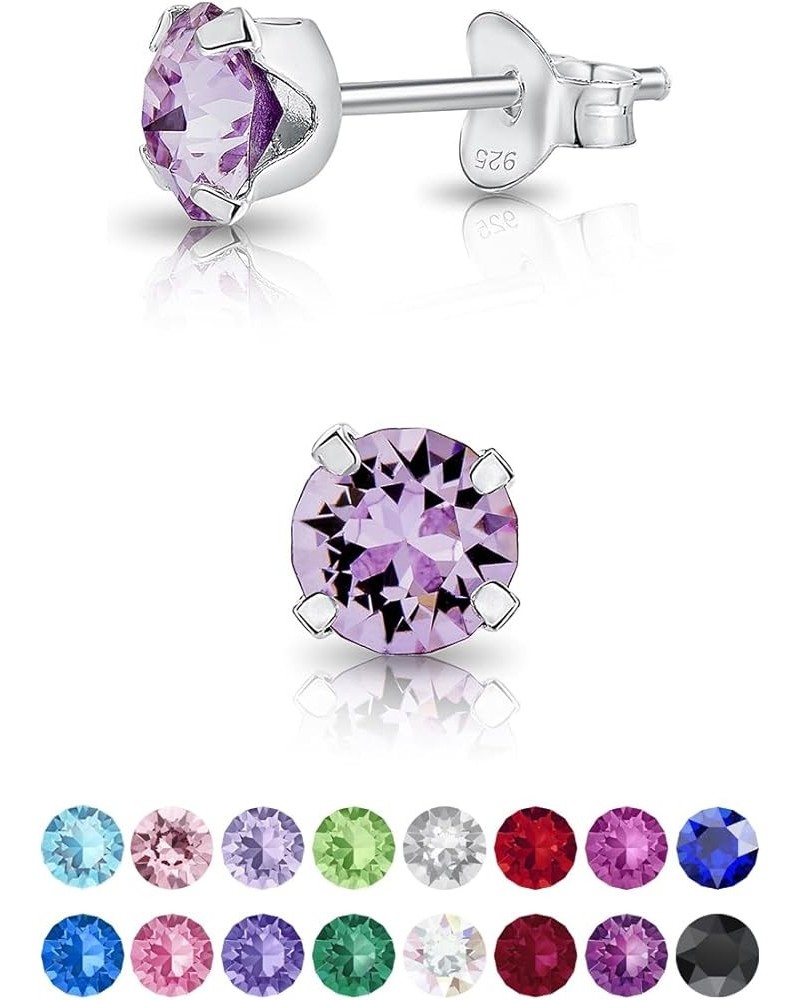 925 Sterling Silver SMALL Round Stud Earrings made with Crystals from Swarovski Elements - Diameter: 5 mm Violet $10.74 Earrings