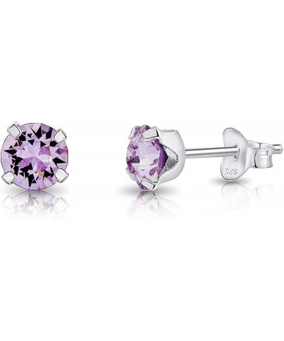 925 Sterling Silver SMALL Round Stud Earrings made with Crystals from Swarovski Elements - Diameter: 5 mm Violet $10.74 Earrings