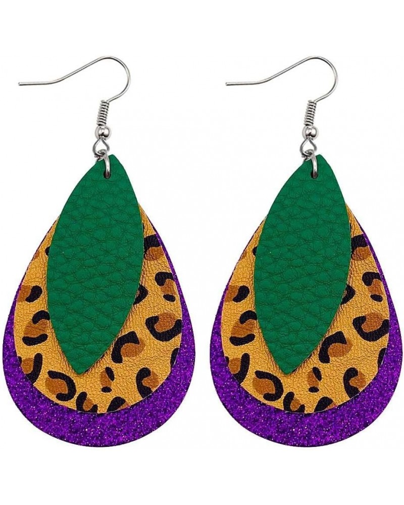 Mardi Gras Carnival Earrings Leaf Shape Leather Dangle Earrings/Leopard/Shiny Glitter/Costume Accessories Jewelry Gifts 4 $4....