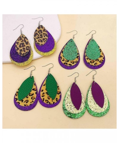 Mardi Gras Carnival Earrings Leaf Shape Leather Dangle Earrings/Leopard/Shiny Glitter/Costume Accessories Jewelry Gifts 4 $4....