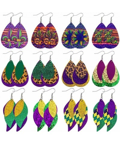 Mardi Gras Carnival Earrings Leaf Shape Leather Dangle Earrings/Leopard/Shiny Glitter/Costume Accessories Jewelry Gifts 4 $4....