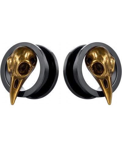 2PCS Stainless Steel Black Gold Plugs and Tunnels Ear Gauge Stretcher Plug Jewelry Piercing Expander Gauges 2g - 1 inch 6mm-2...