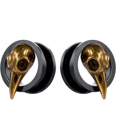 2PCS Stainless Steel Black Gold Plugs and Tunnels Ear Gauge Stretcher Plug Jewelry Piercing Expander Gauges 2g - 1 inch 6mm-2...